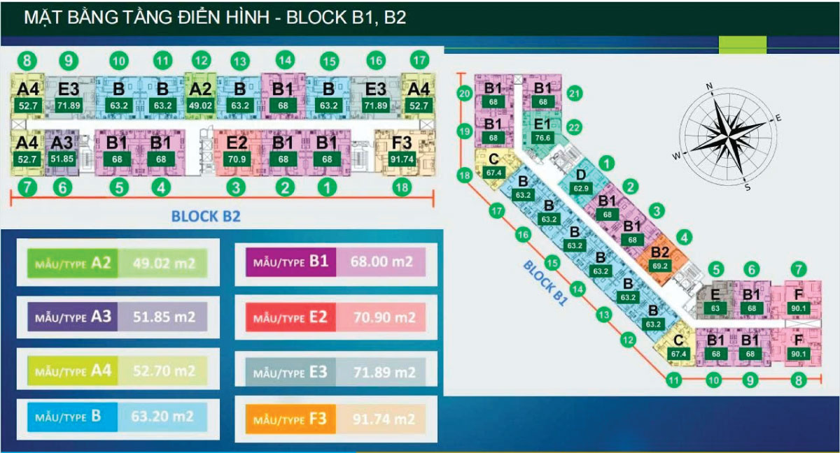 Mặt bằng tổng thể thiết kế phân khu Solena Block B2 Green Town Bình Tân