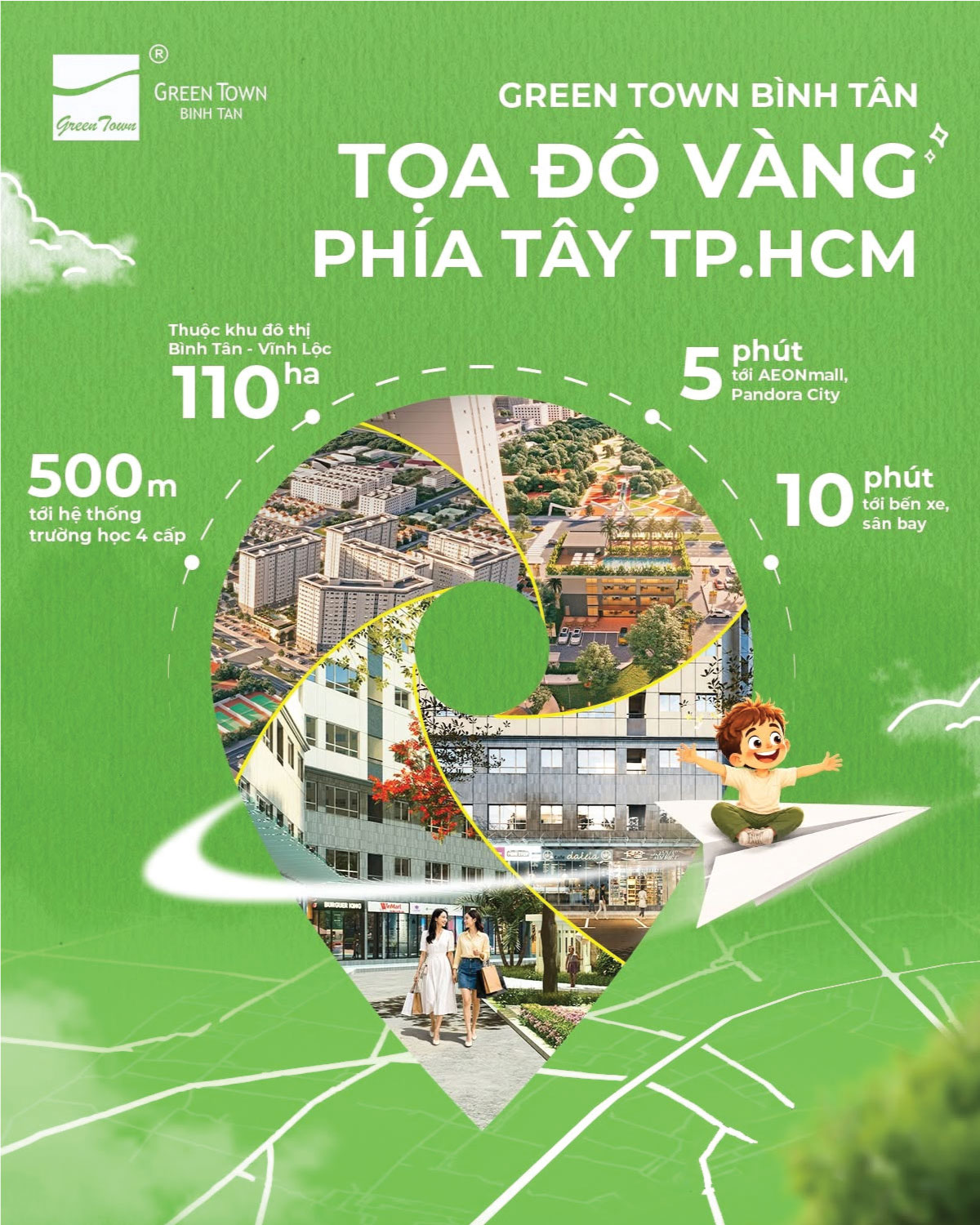 Vị trí đắc địa của phân khu Solena Block B2 Green Town Bình Tân