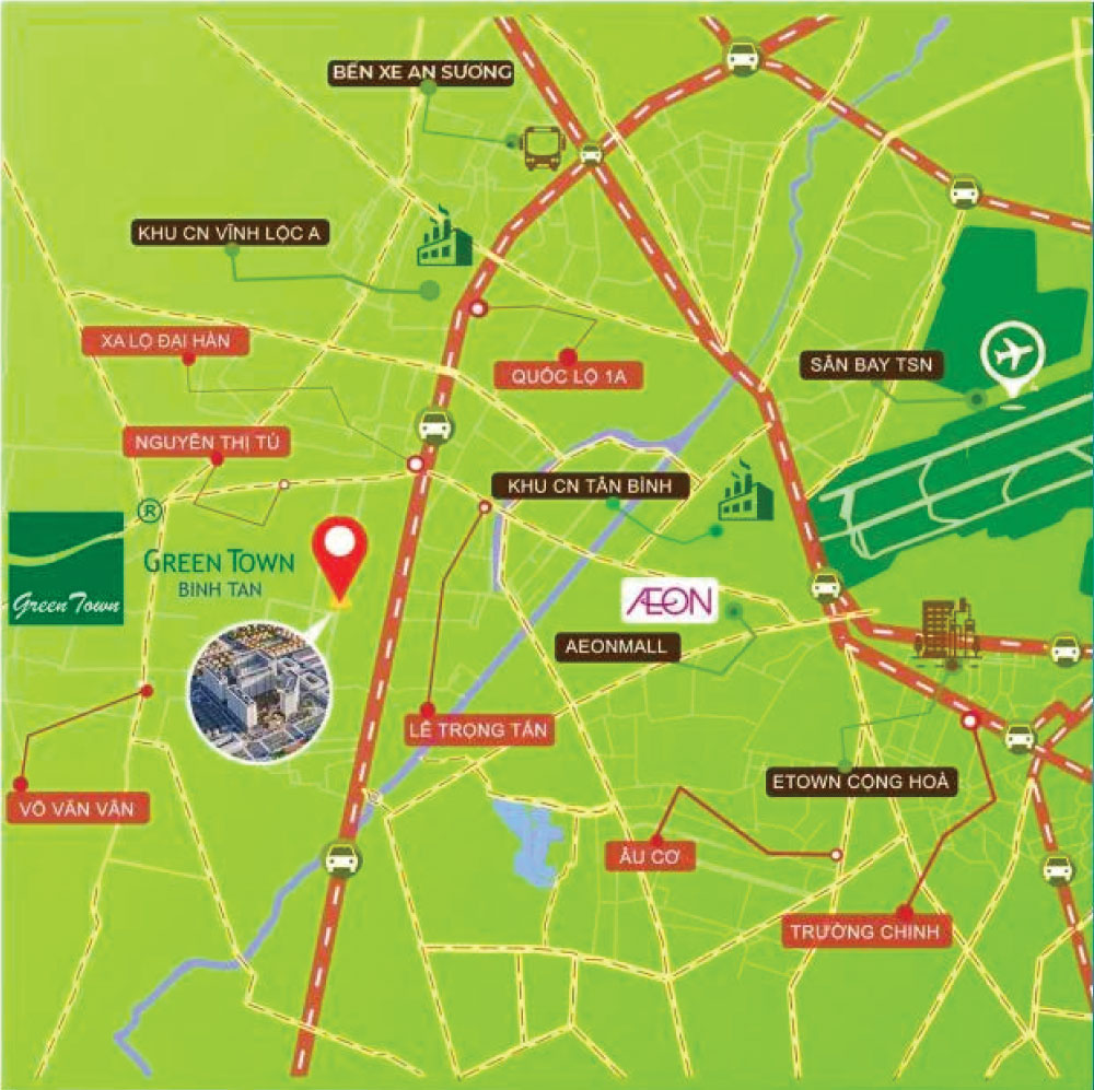 vị trí solena green town bình tân